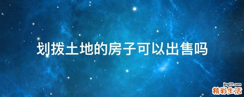 划拨土地的房子可以出售吗