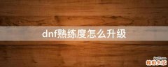 dnf熟练度怎么升级
