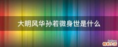 大明风华孙若微身世是什么