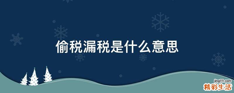 偷税漏税是什么意思