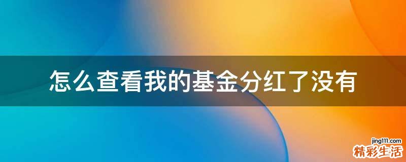 怎么查看我的基金分红了没有