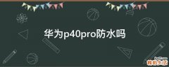 华为p40pro防水吗