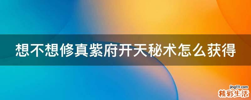 想不想修真紫府开天秘术怎么获得