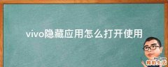 vivo隐藏应用怎么打开使用