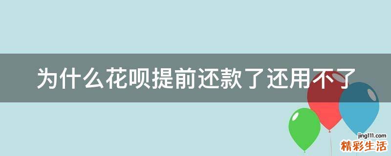 为什么花呗提前还款了还用不了