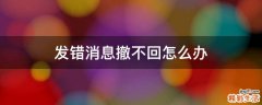 发错消息撤不回怎么办