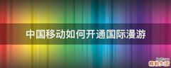 中国移动如何开通国际漫游