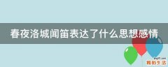 春夜洛城闻笛表达了什么思想感情