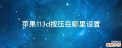 苹果113d按压在哪里设置