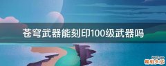 苍穹武器能刻印100级武器吗