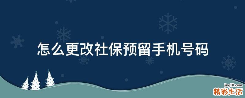 怎么更改社保预留手机号码
