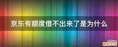 京东有额度借不出来了是为什么