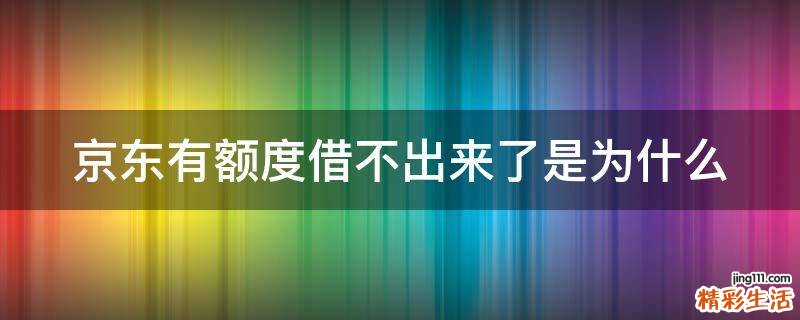 京东有额度借不出来了是为什么