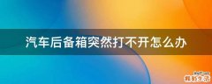 汽车后备箱突然打不开怎么办