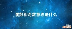 偶数和奇数意思是什么