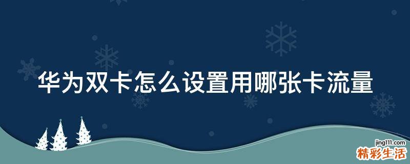 华为双卡怎么设置用哪张卡流量