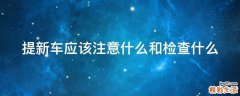 提新车应该注意什么和检查什么