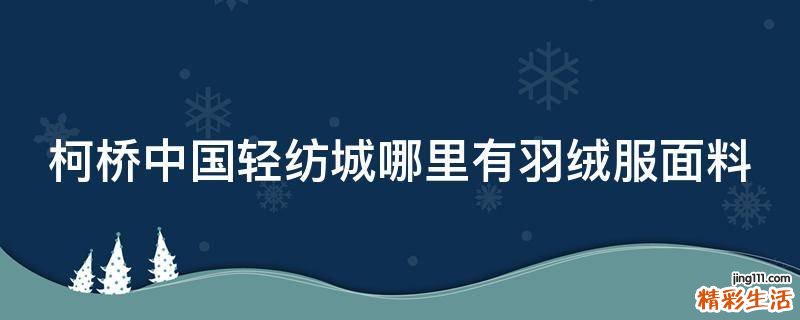 柯桥中国轻纺城哪里有羽绒服面料