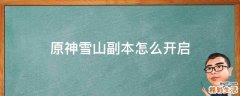 原神雪山副本怎么开启