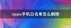oppo手机白名单怎么解除