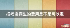报考选调生的费用是不是可以退