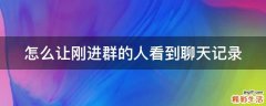 怎么让刚进群的人看到聊天记录
