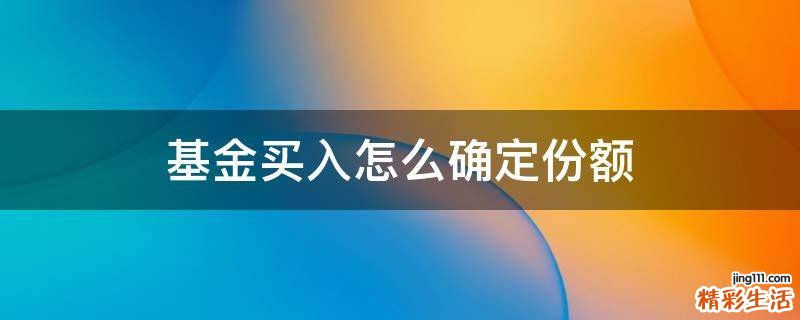 基金买入怎么确定份额