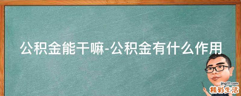 公积金能干嘛-公积金有什么作用