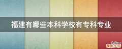 福建有哪些本科学校有专科专业