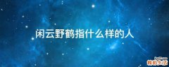 闲云野鹤指什么样的人