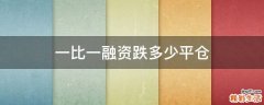 一比一融资跌多少平仓