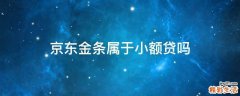 京东金条属于小额贷吗