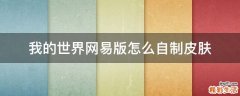 我的世界网易版怎么自制皮肤