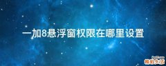一加8悬浮窗权限在哪里设置