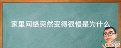 家里网络突然变得很慢是为什么