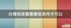 办理低保需要哪些条件才可以