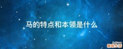 马的特点和本领是什么