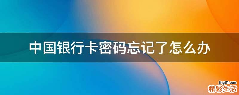 中国银行卡密码忘记了怎么办