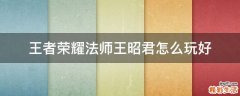 王者荣耀法师王昭君怎么玩好