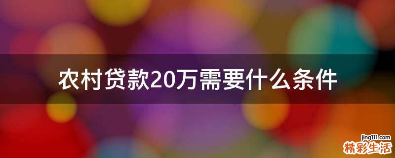农村贷款20万需要什么条件