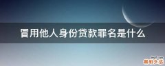 冒用他人身份贷款罪名是什么