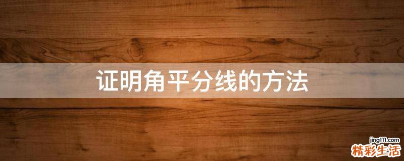 证明角平分线的方法
