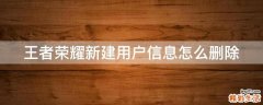 王者荣耀新建用户信息怎么删除
