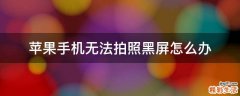 苹果手机无法拍照黑屏怎么办