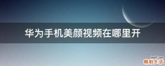 华为手机美颜视频在哪里开