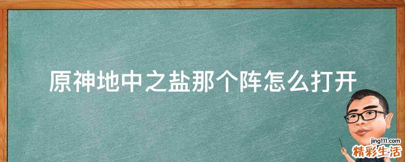 原神地中之盐那个阵怎么打开