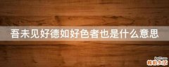 吾未见好德如好色者也是什么意思
