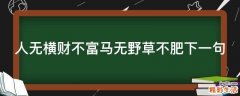人无横财不富马无野草不肥下一句