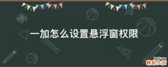 一加怎么设置悬浮窗权限