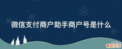 微信支付商户助手商户号是什么